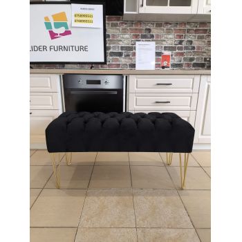 BANCA TASTY 2 TAPITATA CU PICIOARE CROMATE DIN METAL AURII