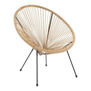 Fotoliu Acapulco, Metal și Rattan, 68x74x84 cm, Negru-Natural