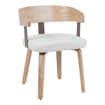 Fotoliu Anesy, metal și lemn, tapițerie textilă bej, 53x51x72 cm