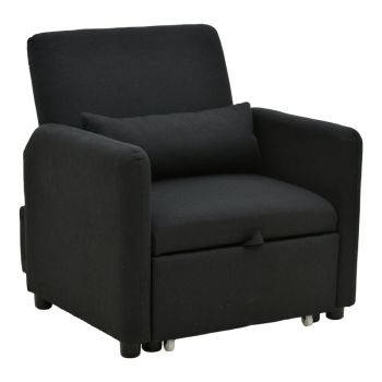 fotoliu-bed Flexa stofă, negru, 85x92x84 cm