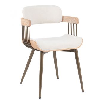 Fotoliu Cameo cu design metalic, stil bronz-alb-spalat-bej, 53x49x75 cm