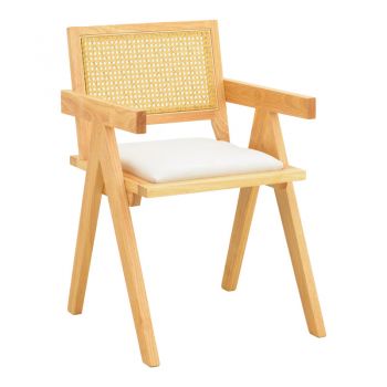 Fotoliu cu design elegant Winslow, Lemn de Rubberwood Alb, 51x54x80 cm