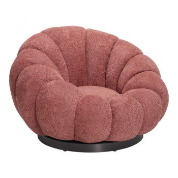 Fotoliu cu functie de pivotare Nester, Boucle, Mar Piersicat, Roz, 98x97x69 cm
