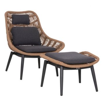 Fotoliu cu taburet VITERBO LOUNGE - Grey