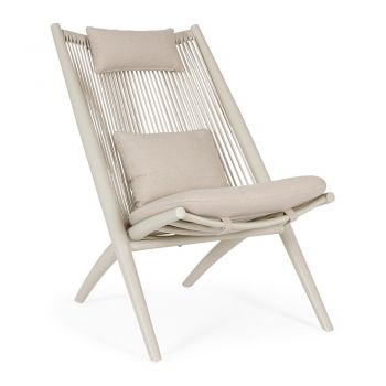 Fotoliu de grădină bej din metal Aloha – Bizzotto