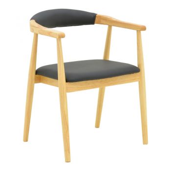 Fotoliu din lemn de cauciuc cu perna neagra Sandi, Lemn &, 50x60x80 cm