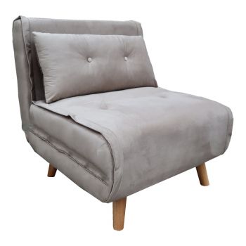 Fotoliu extensibil Josuane I, Velvet, Material: Catifea, Gri, 78x80x81 cm