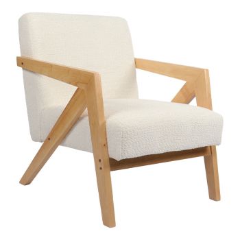 Fotoliu Garifa, Modern alb, Picioare lemn, natural, 79x75x75 cm