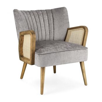 Fotoliu gri cu tapițerie din catifea Virna – Bizzotto