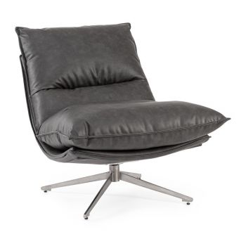 Fotoliu gri închis cu spațiu de depozitare cu tapițerie din imitație de piele Alanez – Bizzotto