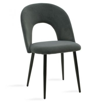 Fotoliu Jonah catifea antracit, picioare, negre, 57x55 cm