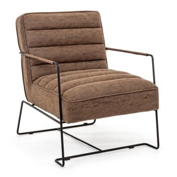 Fotoliu maro cu tapițerie din imitație de piele Brianna – Bizzotto