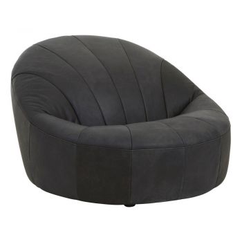 Fotoliu negru cu tapițerie din piele Hoxton – Premier Housewares