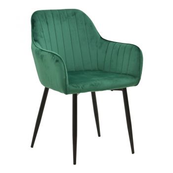 Fotoliu Noor, Velur Verde, Picioare metal, Negru, 58x58x86 cm