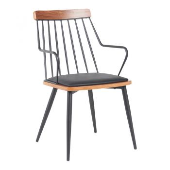 Fotoliu Posse, metal și Lemn Nuc-Negru, Negru, 52x59x83 cm