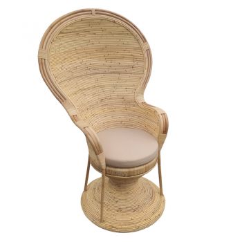 Fotoliu Rea cu perna bej-ratan Natural 85x85x141 cm