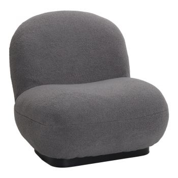 Fotoliu Rosalie, Teddy Gri Închis, Baza, Neagra, 85x82x77 cm
