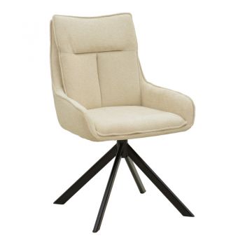 Fotoliu rotativ Konelian, cu tapiterie bej metal negru, 54x63x88 cm