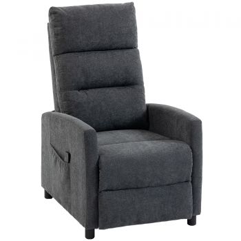 HOMCOM Fotoliu Reclinabil Manual cu Masaj 160°, Chenille, Suport Picioare, Telecomandă, Buzunare, Gri Închis | Aosom Romania