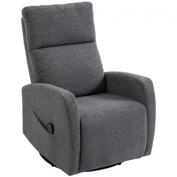 HOMCOM Fotoliu relax, fotoliu de masaj din chenille cu funcție de încălzire, rotație 360°, mecanism de balans, reglare manuală, gri închis | Aosom Romania
