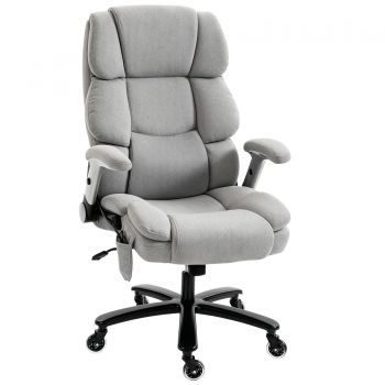 HOMCOM Scaun de birou extra lat cu suport lombar cu airbag, scaun de birou cu apărători rabatabile, arcuri pocket, Gri deschis | Aosom Romania