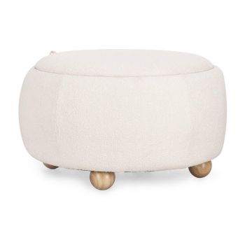 Puf crem cu tapițerie din țesătură bouclé Irisha – Bizzotto