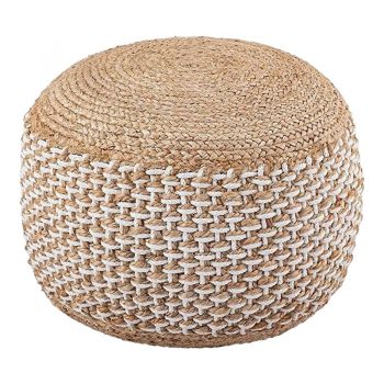 Scaun-pouf Bocca din iuta, Natural, D40x45 cm