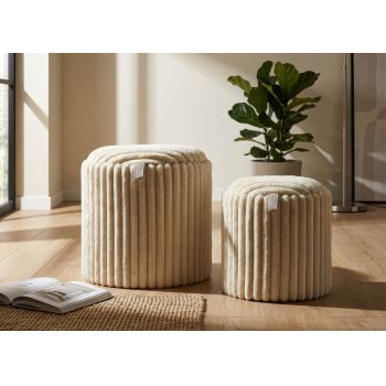 Set 2 taburete cu spatiu de depozitare, Mauro Ferretti, Goteborg, 40x40x42 cm, MDF/poliester, alb