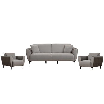 Set AREN 3-1-1, canapea extensibila 3 locuri si 2 fotolii fixe, gri
