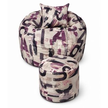 Set Fotoliu Matusalem cu Otoman (suport picioare) si Perna, Material Textil - Urban Mystique