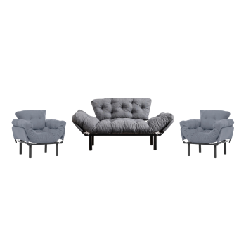 Set NITTA 2-1-1, canapea extensibila 3 locuri si 2 fotolii extensibile, gri