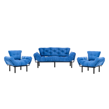 Set NITTA 3-1-1, canapea extensibila 3 locuri si 2 fotolii extensibile, albastru