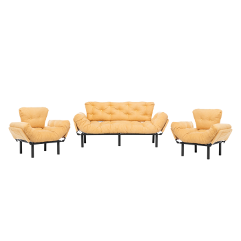Set NITTA 3-1-1, canapea extensibila 3 locuri si 2 fotolii extensibile, mustar
