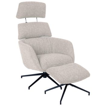Set Scaun Relaxare din metal, textil, negru, bej