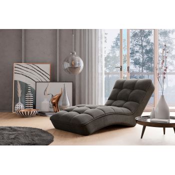Sezlong living ELTAP, LOR-04FL, Loren, 170x85x85 cm, lemn/poliester, gri inchis