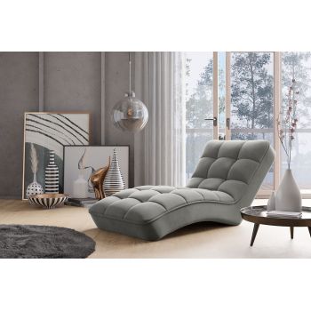 Sezlong living ELTAP, LOR-04GO, Loren, 170x85x85 cm, lemn/poliester, gri deschis
