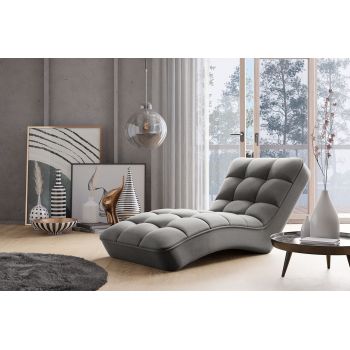 Sezlong living ELTAP, LOR-04VER, Loren, 170x85x85 cm, lemn/poliester, gri