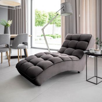 Sezlong living ELTAP, LOR-05LO, Loren, 170x85x85 cm, lemn/poliester, gri inchis
