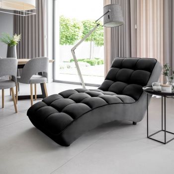 Sezlong living ELTAP, LOR-10LO, Loren, 170x85x85 cm, lemn/poliester, negru
