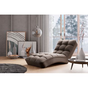 Sezlong living ELTAP, LOR-18VER, Loren, 170x85x85 cm, lemn/poliester, bej inchis