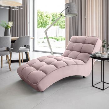 Sezlong living ELTAP, LOR-24LO, Loren, 170x85x85 cm, lemn/poliester, roz