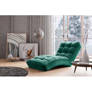 Sezlong living ELTAP, LOR-35NU, Loren, 170x85x85 cm, lemn/poliester, verde inchis