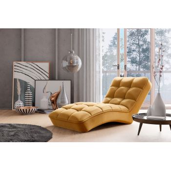 Sezlong living ELTAP, LOR-45NU, Loren, 170x85x85 cm, lemn/poliester, galben