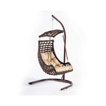 Balansoar de grădină Alacati Orgu, Diverse culori, 120x106x214 cm - Maro închis