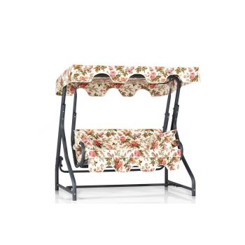 Balansoar de gradina cu 2 locuri Morus, Verde/Alb/Bej/Albastru , 170 x 165 x 110 - Bej