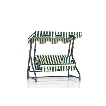 Balansoar de gradina cu 2 locuri Morus, Verde/Alb/Bej/Albastru , 170 x 165 x 110 - Verde