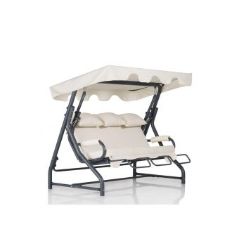 Balansoar de gradina cu 3 locuri  Beyaz, Alb, 160x110x50 cm - Crem