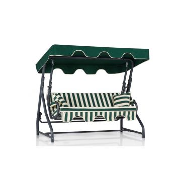 Balansoar de gradina cu 3 locuri Kayikci Extensibila, Verde, 160x110x50 cm - Verde