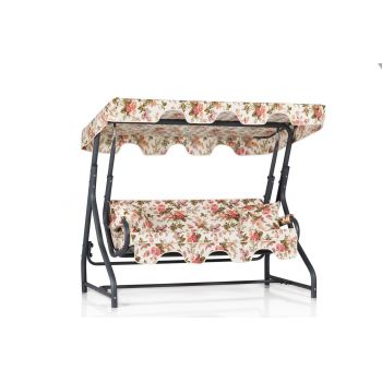 Balansoar de gradina cu 3 locuri Pitesti, Bej - Roz, 50x110x160 cm - Bej