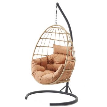 Balansoar de Gradina cu un singur loc Tavus, Maro - Bej, 120 x 214 x 120 cm - Crem
